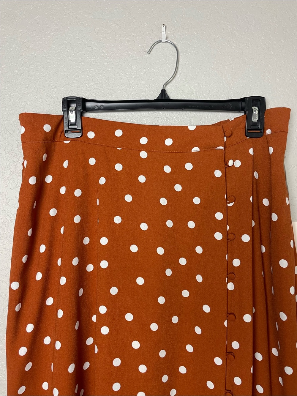 bnwt! a new day Rust Polka Dot Maxi Skirt with pockets! Size L - Picture 2 of 9